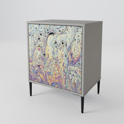 MOSAIC OF COLORS 1-Door Sideboard in Grey Finish