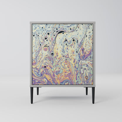 MOSAIC OF COLORS 1-Door Sideboard in Grey Finish