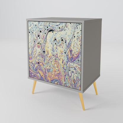 MOSAIC OF COLORS 1-Door Sideboard in Grey Finish