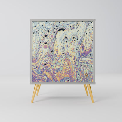 MOSAIC OF COLORS 1-Door Sideboard in Grey Finish