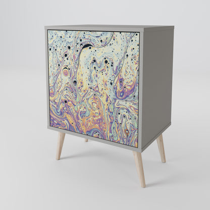 MOSAIC OF COLORS 1-Door Sideboard in Grey Finish