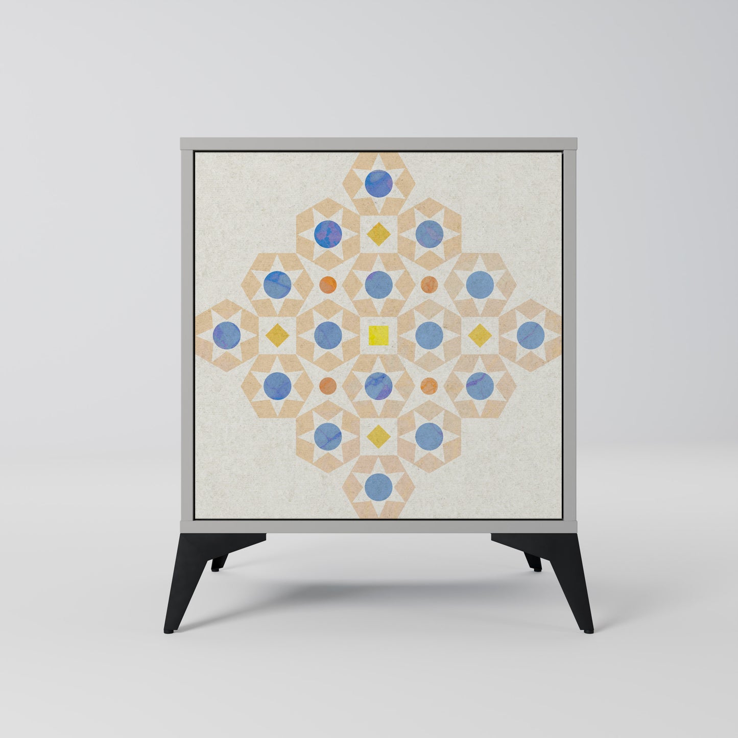 PATTERNED PRISM 1-Door Sideboard in Grey Finish