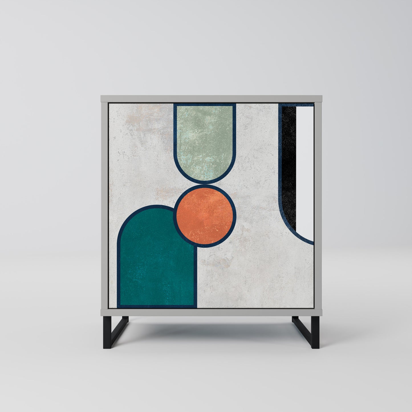 Credenza COOL STORY a 1 anta con finitura grigia