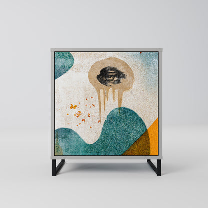 Credenza a 1 anta ABSTRACT FACES in finitura grigia