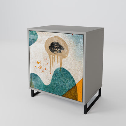 Credenza a 1 anta ABSTRACT FACES in finitura grigia