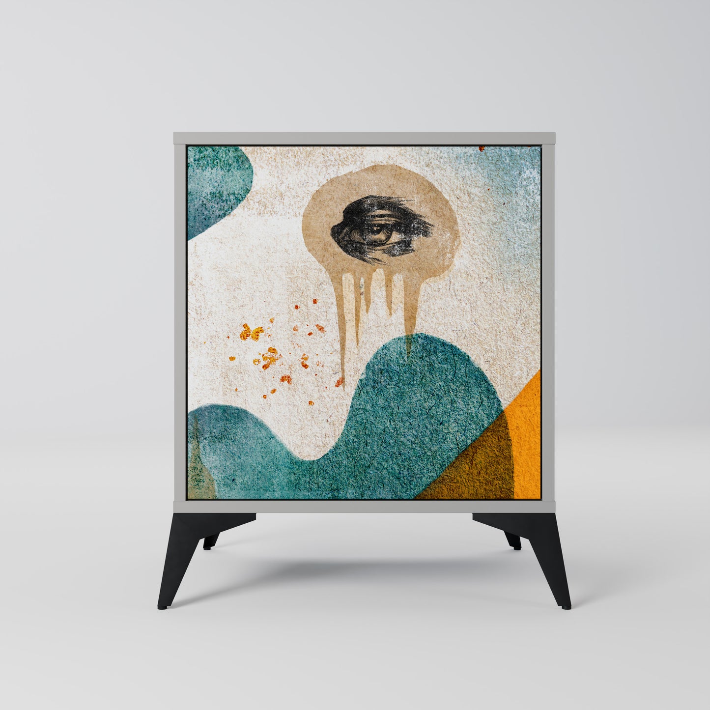 Credenza a 1 anta ABSTRACT FACES in finitura grigia