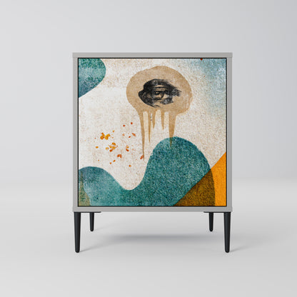 Credenza a 1 anta ABSTRACT FACES in finitura grigia