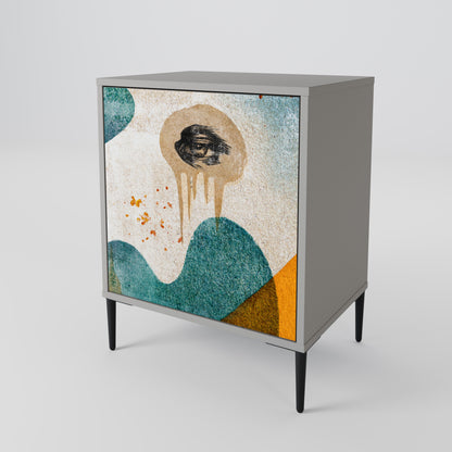 Credenza a 1 anta ABSTRACT FACES in finitura grigia