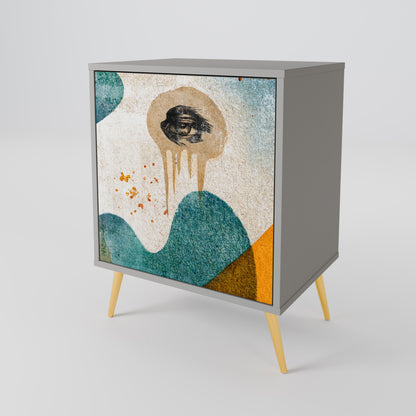 Credenza a 1 anta ABSTRACT FACES in finitura grigia