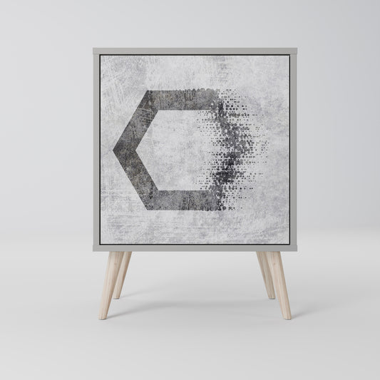 Credenza HEXAGONAL FIGURES a 1 anta in finitura grigia