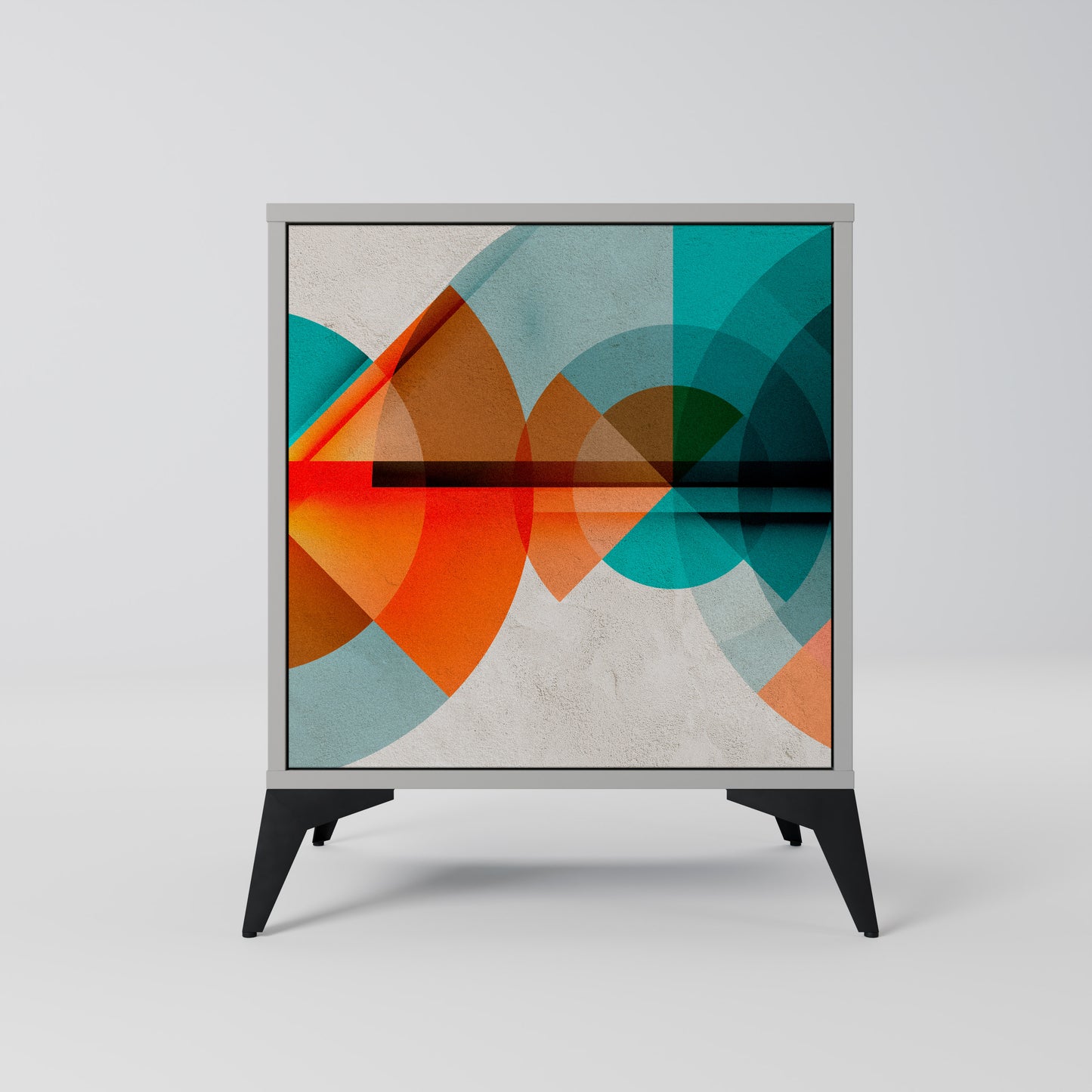 Credenza CIRCULAR RHAPSODY a 1 anta con finitura grigia