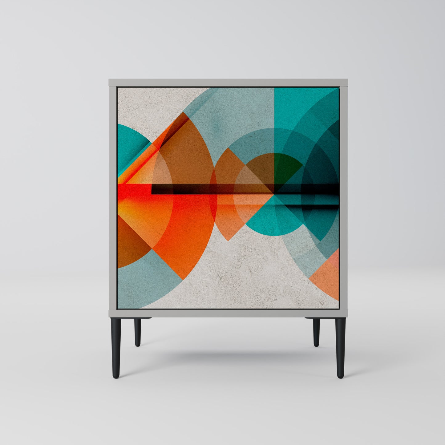 Credenza CIRCULAR RHAPSODY a 1 anta con finitura grigia