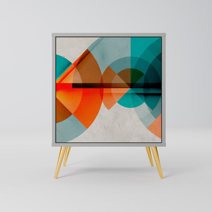 Credenza CIRCULAR RHAPSODY a 1 anta con finitura grigia