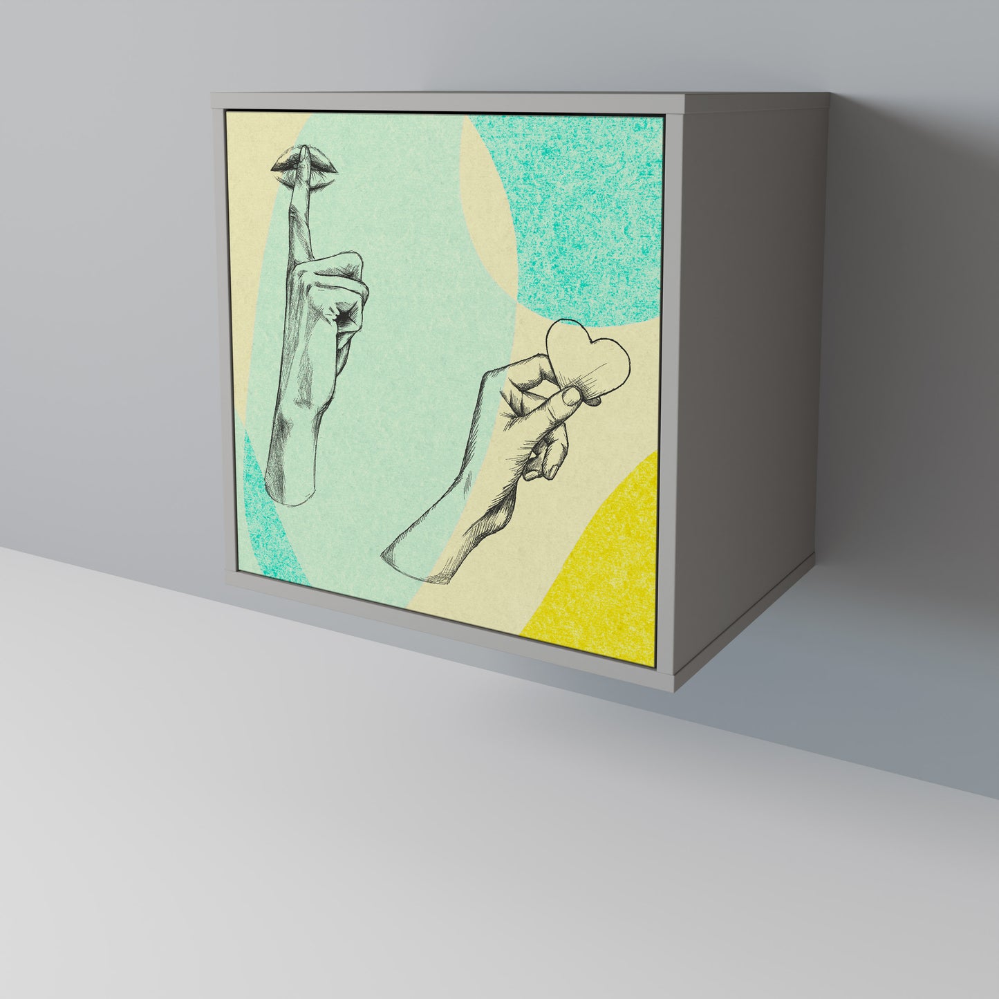 BODY LANGUAGE Credenza a 1 anta con finitura grigia