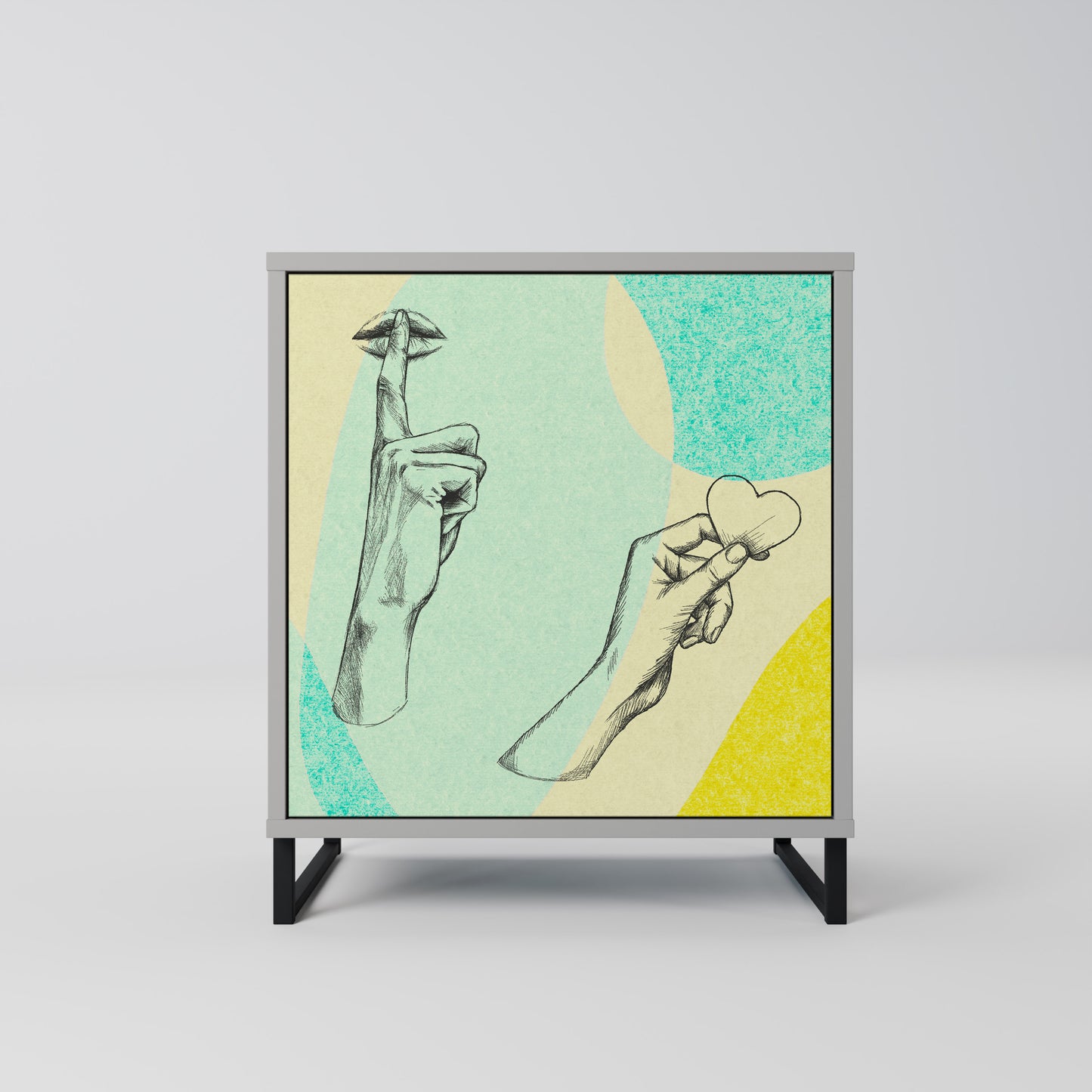 BODY LANGUAGE Credenza a 1 anta con finitura grigia