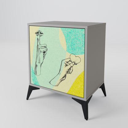 BODY LANGUAGE Credenza a 1 anta con finitura grigia