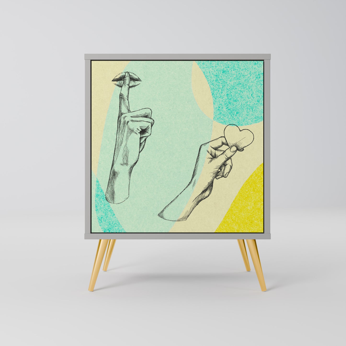 BODY LANGUAGE Credenza a 1 anta con finitura grigia