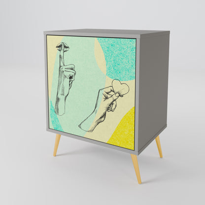 BODY LANGUAGE Credenza a 1 anta con finitura grigia