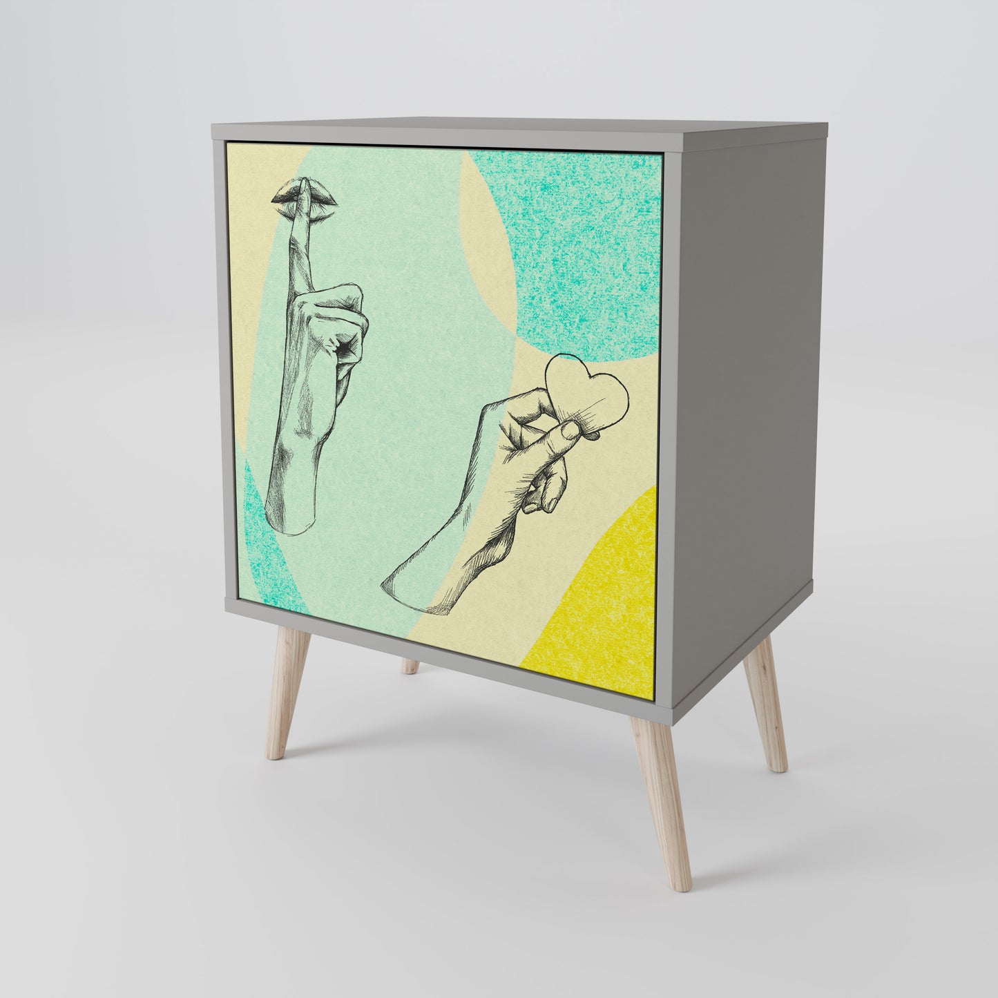 BODY LANGUAGE Credenza a 1 anta con finitura grigia