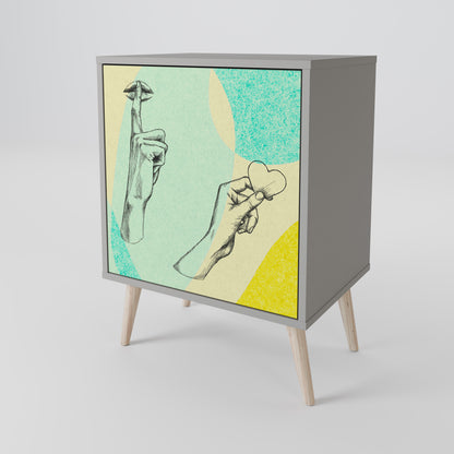 BODY LANGUAGE Credenza a 1 anta con finitura grigia