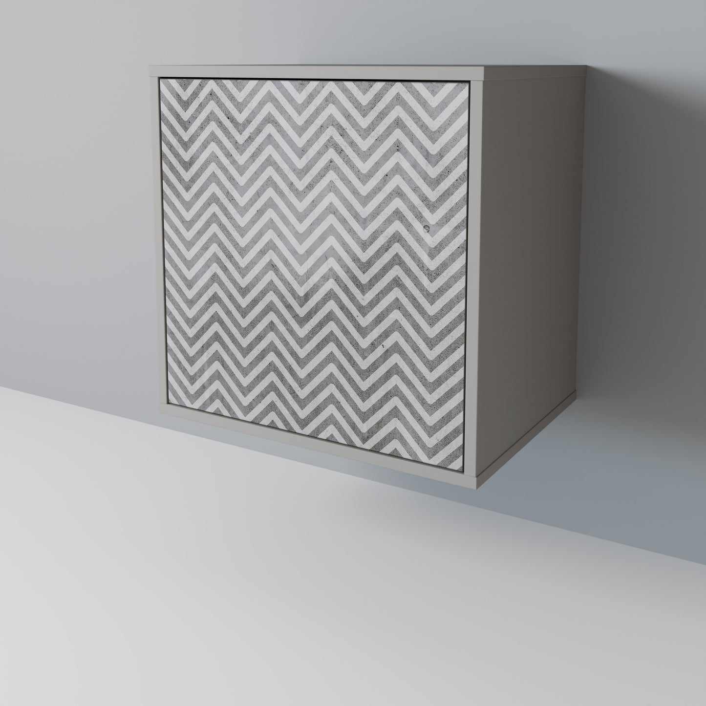 CONCRETE ZIG ZAG 1-Door Sideboard in Grey Finish