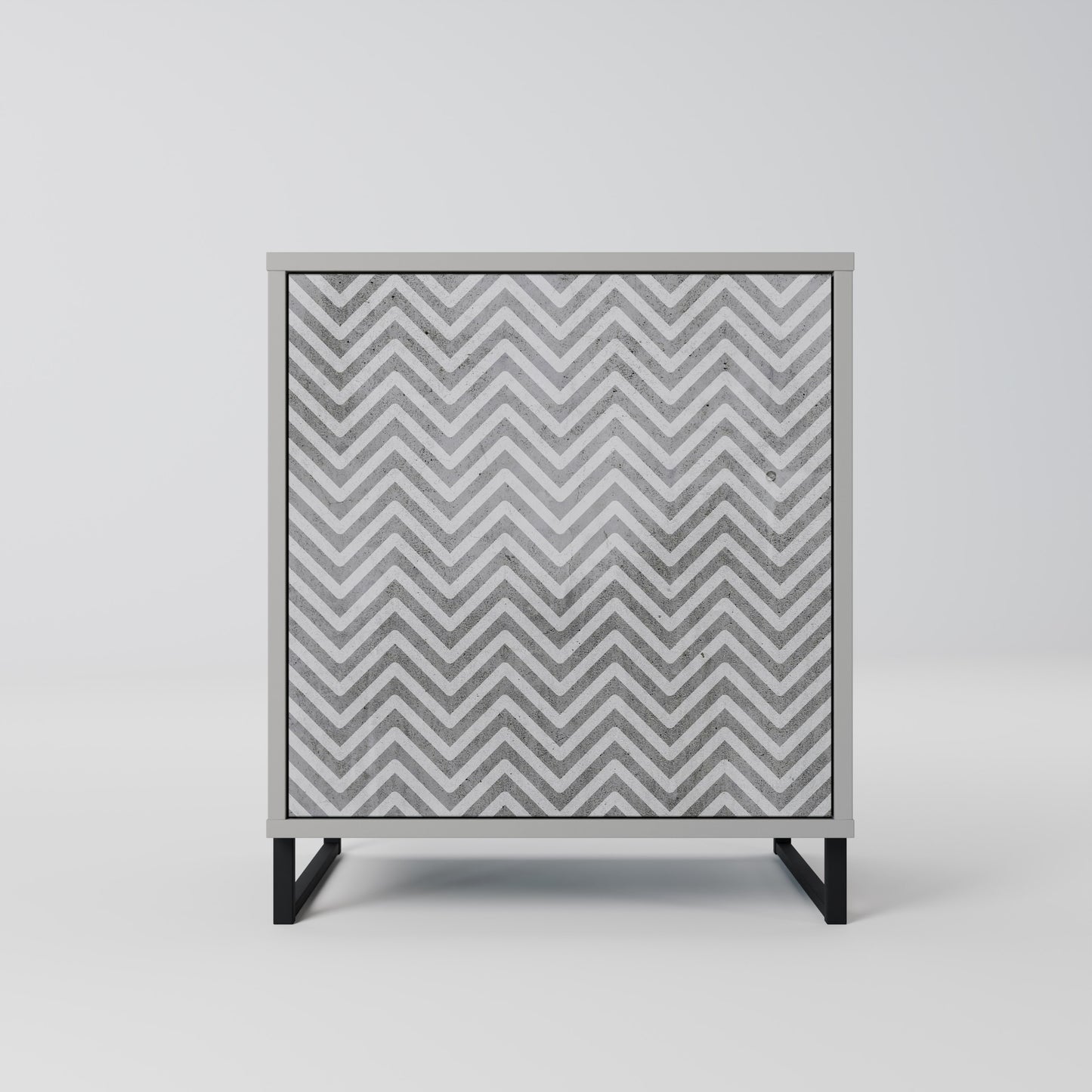 CONCRETE ZIG ZAG 1-Door Sideboard in Grey Finish