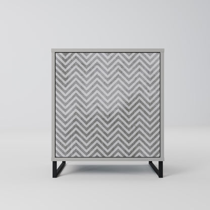 CONCRETE ZIG ZAG 1-Door Sideboard in Grey Finish