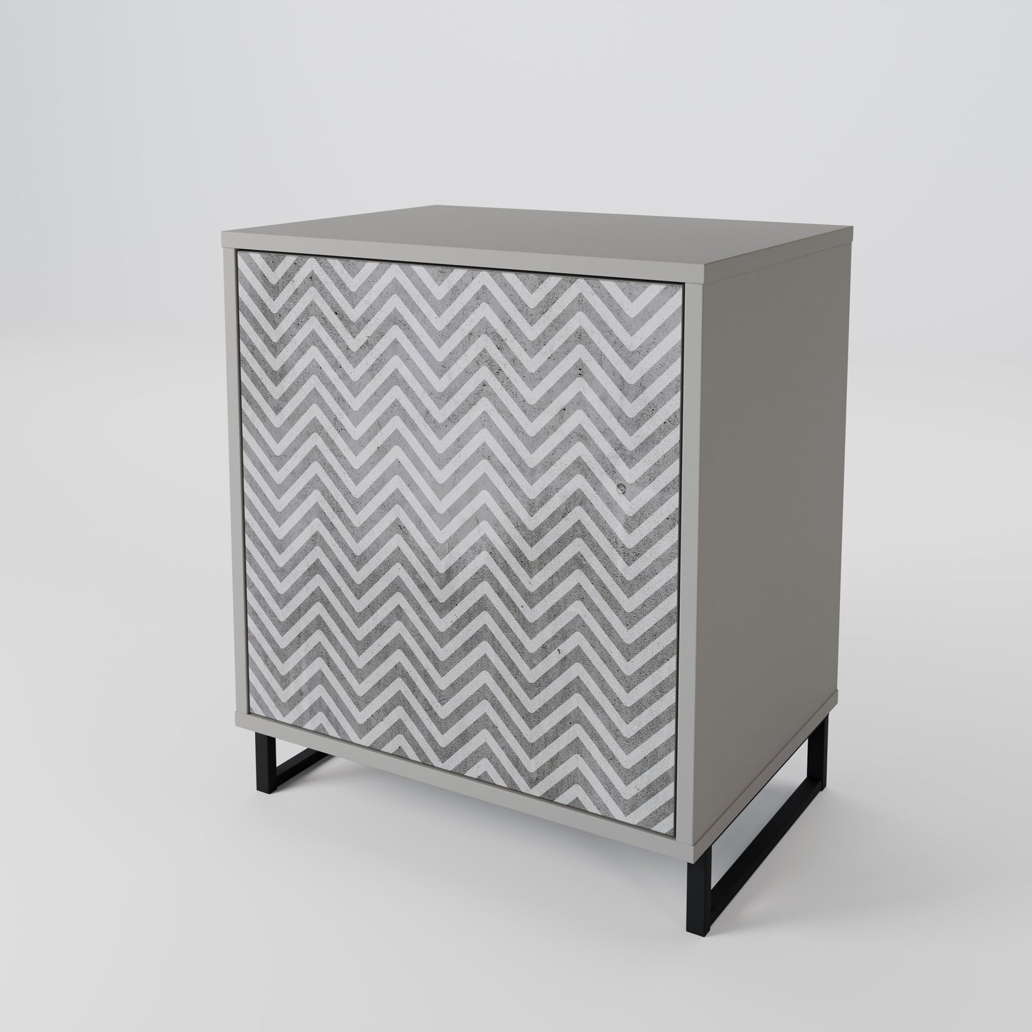 CONCRETE ZIG ZAG 1-Door Sideboard in Grey Finish