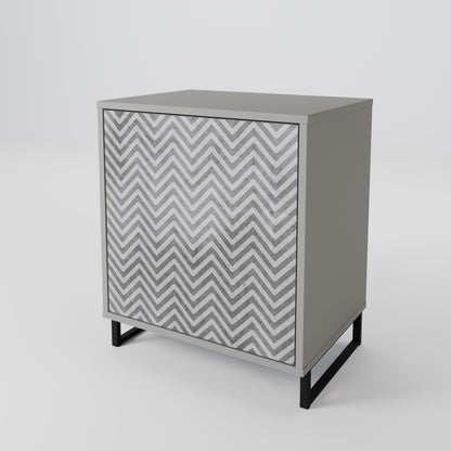 CONCRETE ZIG ZAG 1-Door Sideboard in Grey Finish