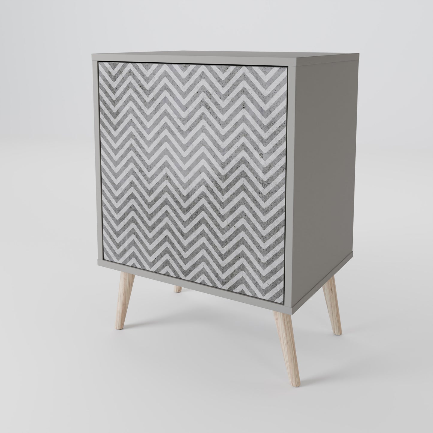 CONCRETE ZIG ZAG 1-Door Sideboard in Grey Finish