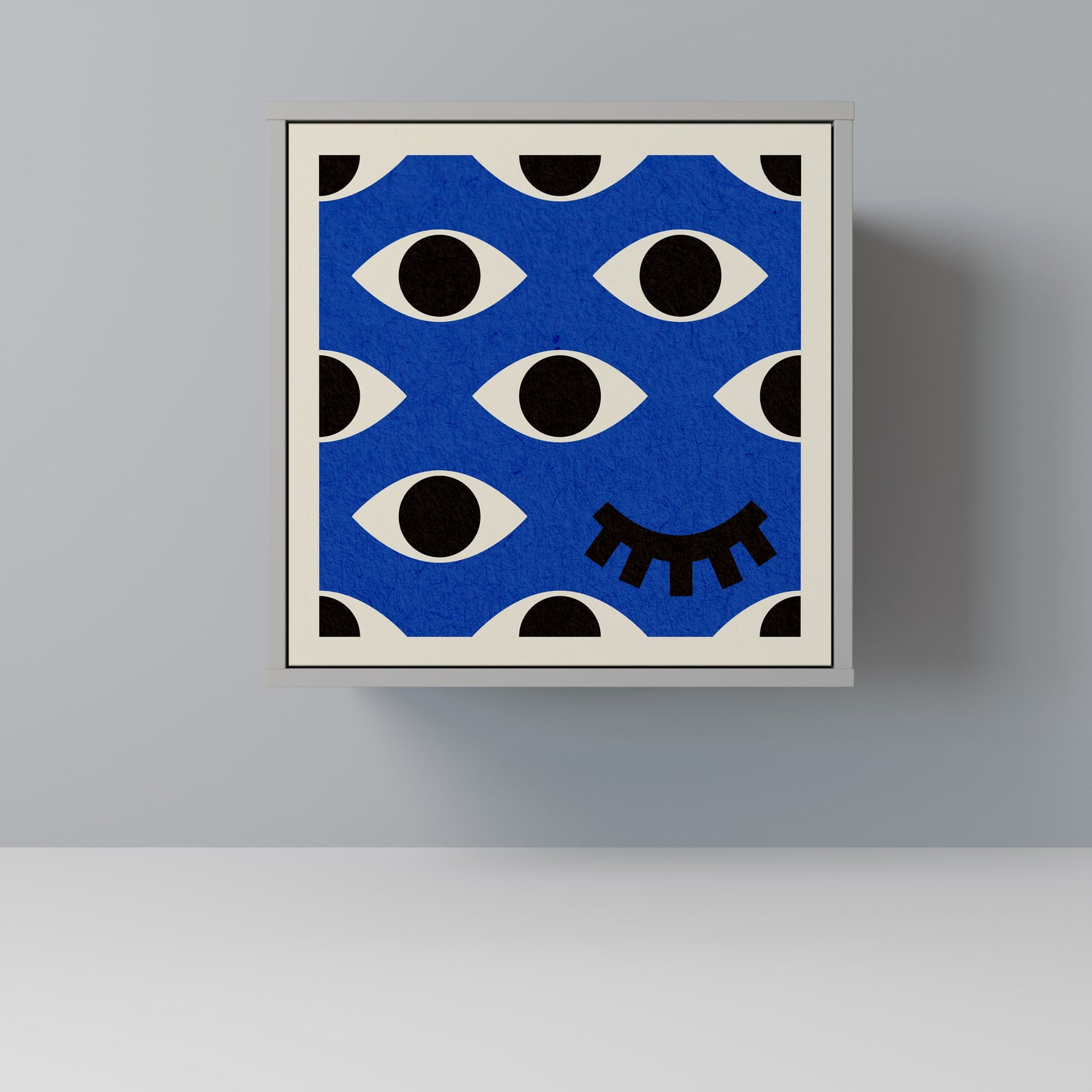 Credenza a 1 anta GEOMETRIC EYES in finitura grigia