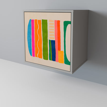 Credenza GEOMETRIC SHINE a 1 anta in finitura grigia