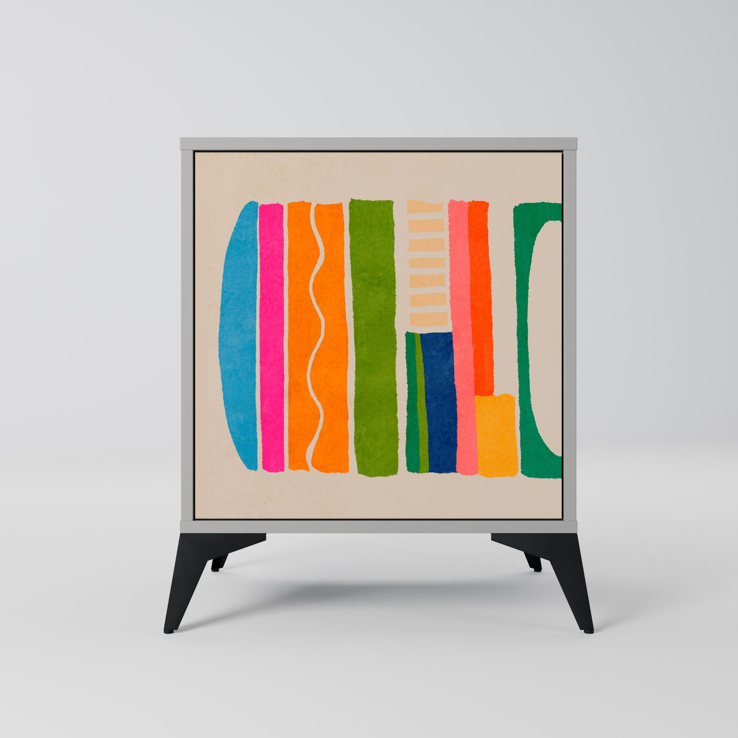 Credenza GEOMETRIC SHINE a 1 anta in finitura grigia