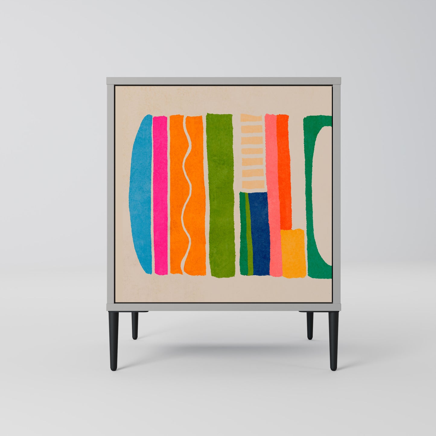 Credenza GEOMETRIC SHINE a 1 anta in finitura grigia