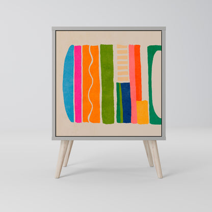 Credenza GEOMETRIC SHINE a 1 anta in finitura grigia