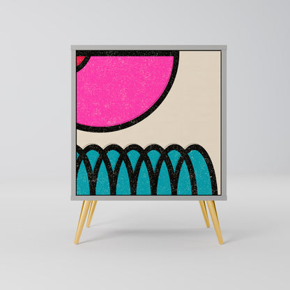 Credenza GEOMETRIC RHAPSODY a 1 anta con finitura grigia