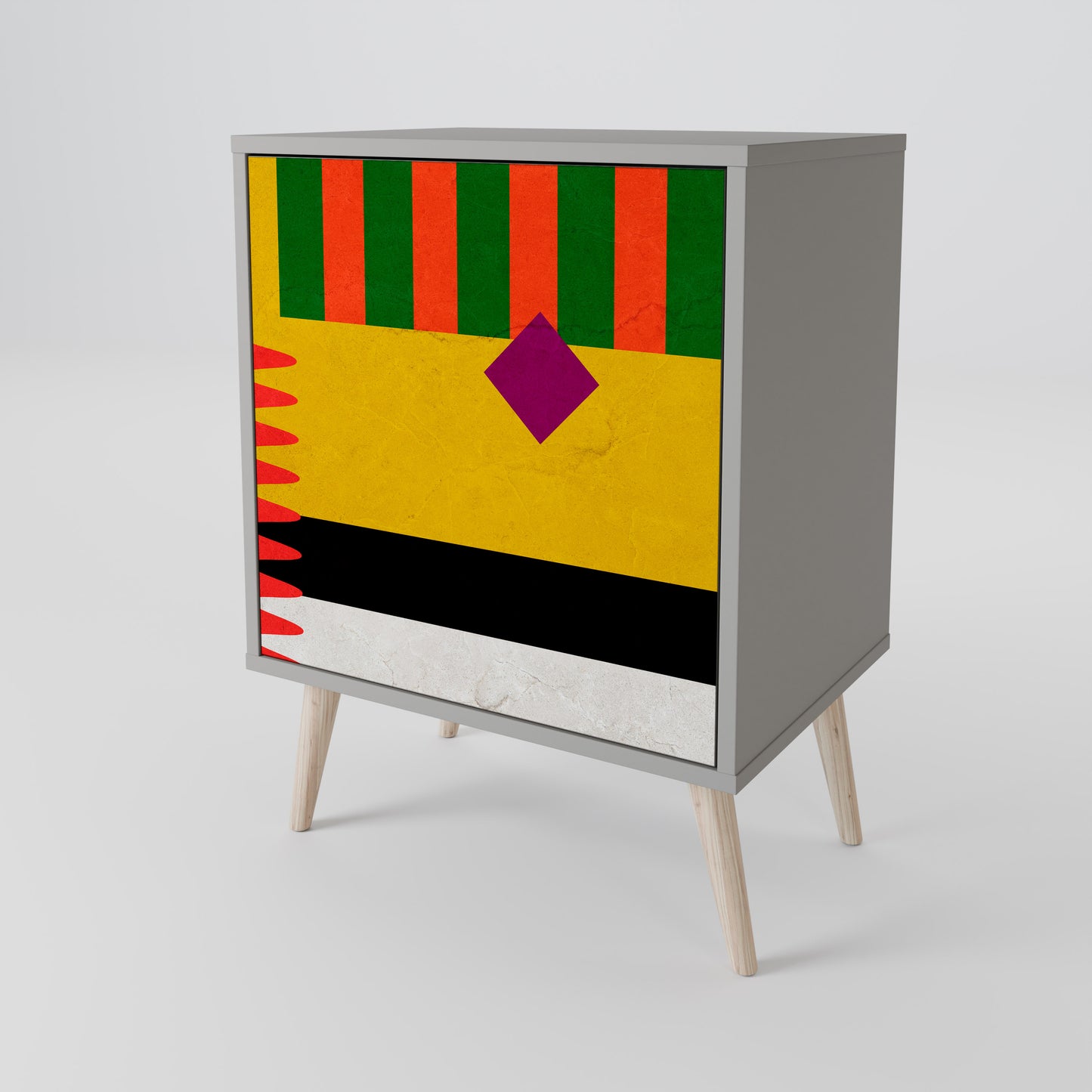 Credenza VIVID ART a 1 anta con finitura grigia