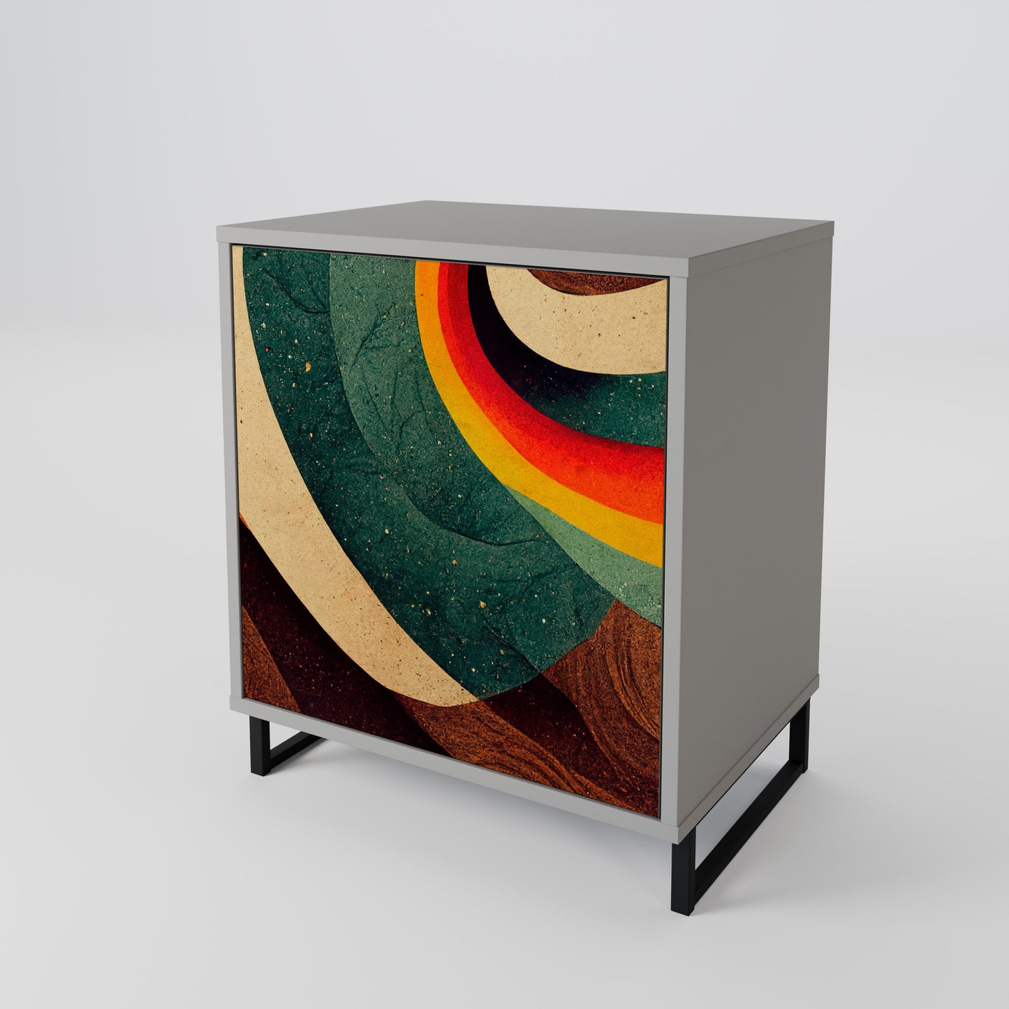 Credenza a 1 anta COLORFUL STRANDS con finitura grigia