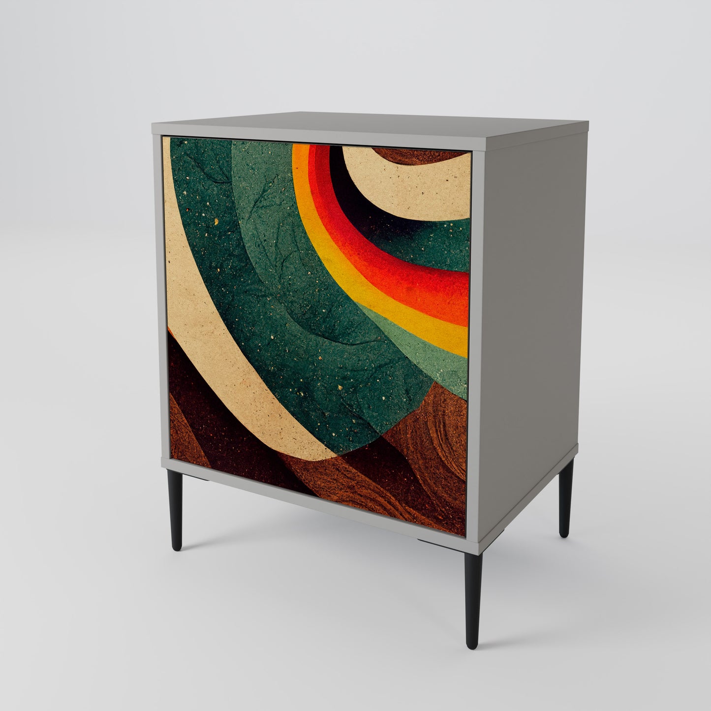 Credenza a 1 anta COLORFUL STRANDS con finitura grigia