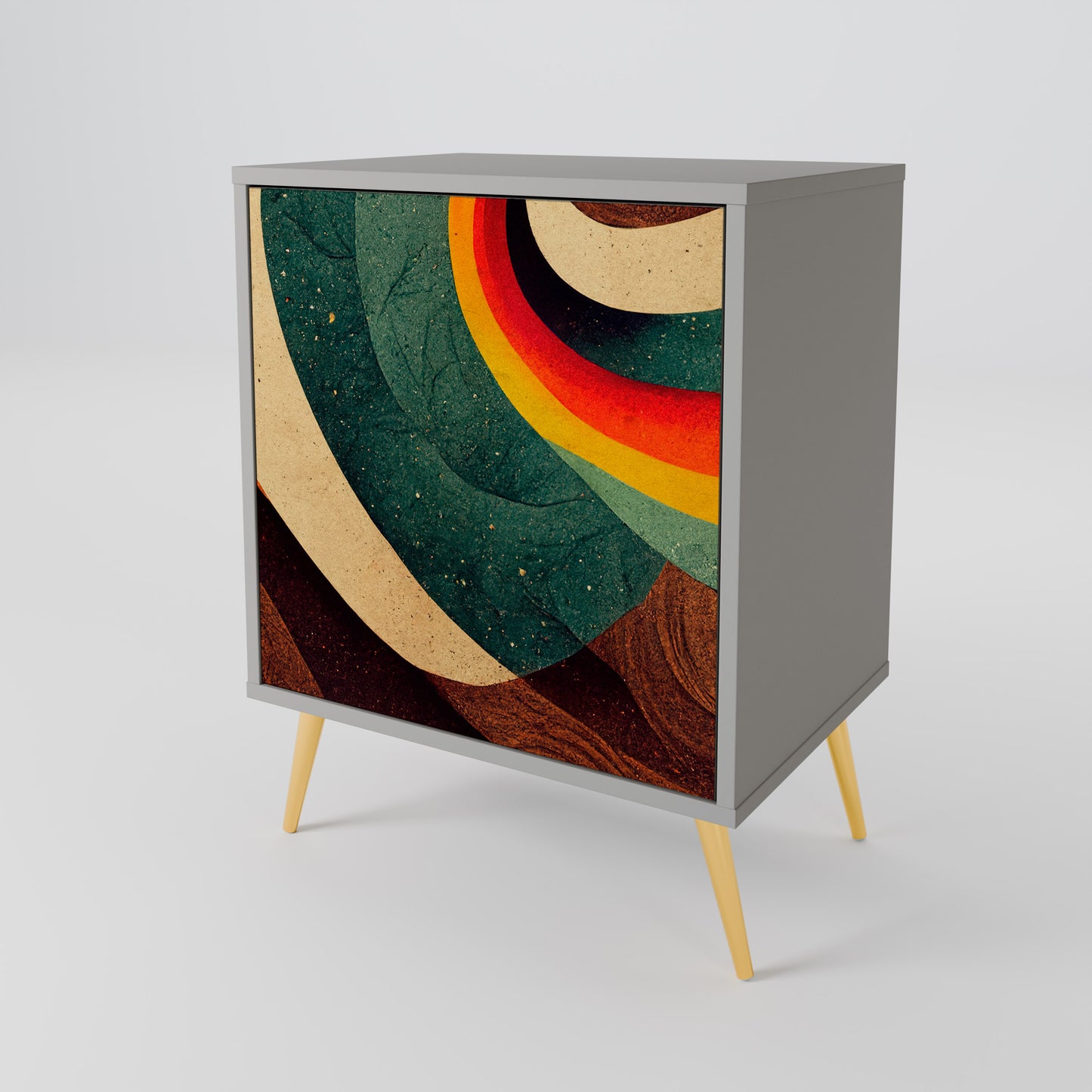 Credenza a 1 anta COLORFUL STRANDS con finitura grigia
