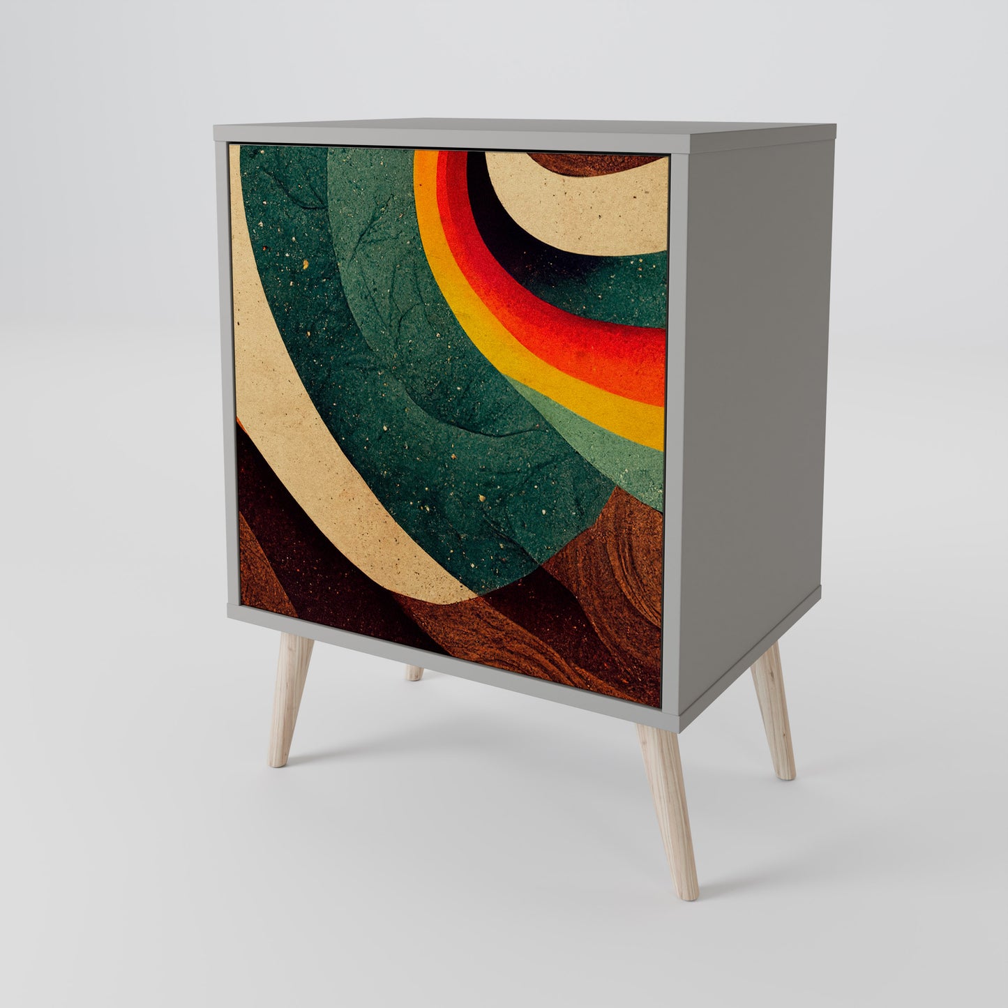 Credenza a 1 anta COLORFUL STRANDS con finitura grigia