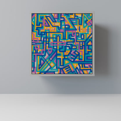 Credenza MEMORIES MAP a 1 anta con finitura grigia