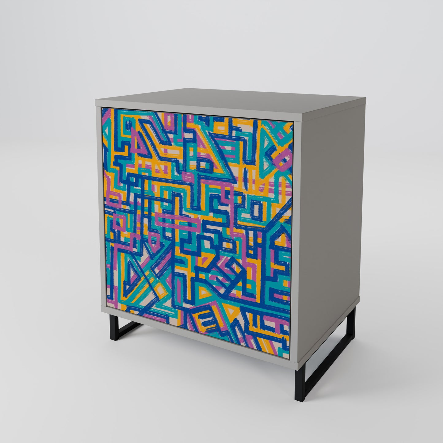 Credenza MEMORIES MAP a 1 anta con finitura grigia