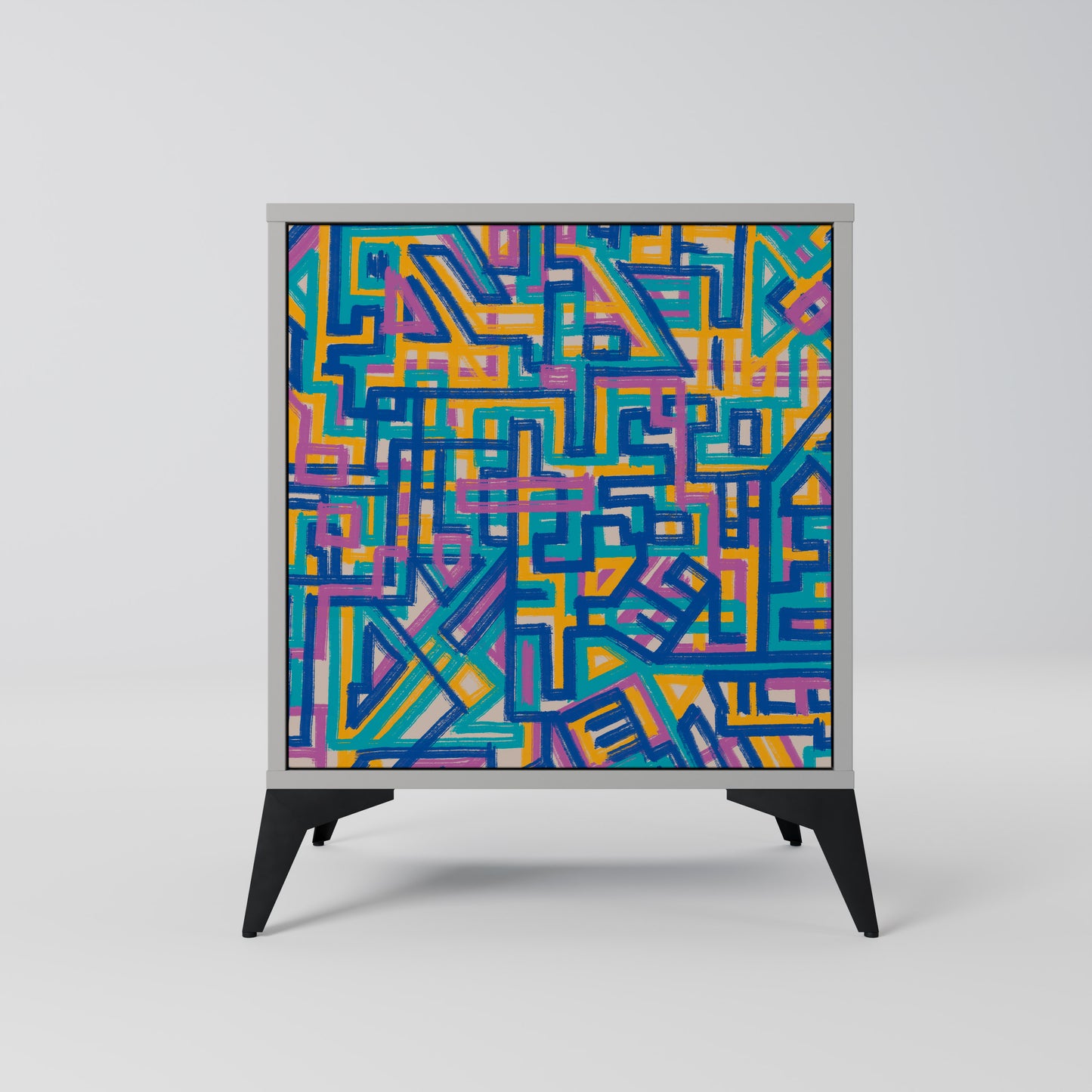 Credenza MEMORIES MAP a 1 anta con finitura grigia