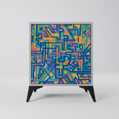 Credenza MEMORIES MAP a 1 anta con finitura grigia