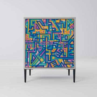 Credenza MEMORIES MAP a 1 anta con finitura grigia