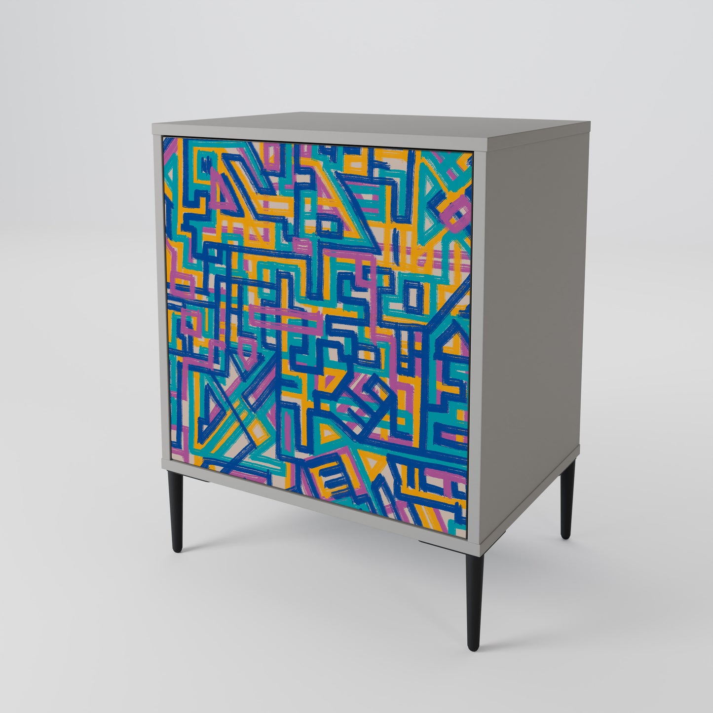 Credenza MEMORIES MAP a 1 anta con finitura grigia