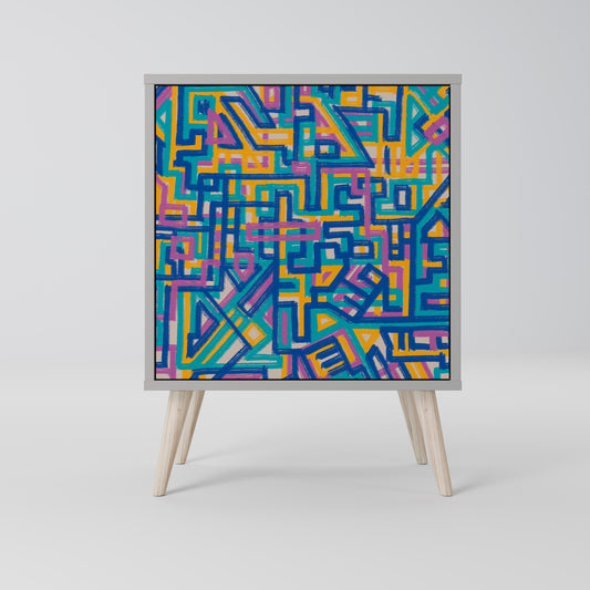 Credenza MEMORIES MAP a 1 anta con finitura grigia