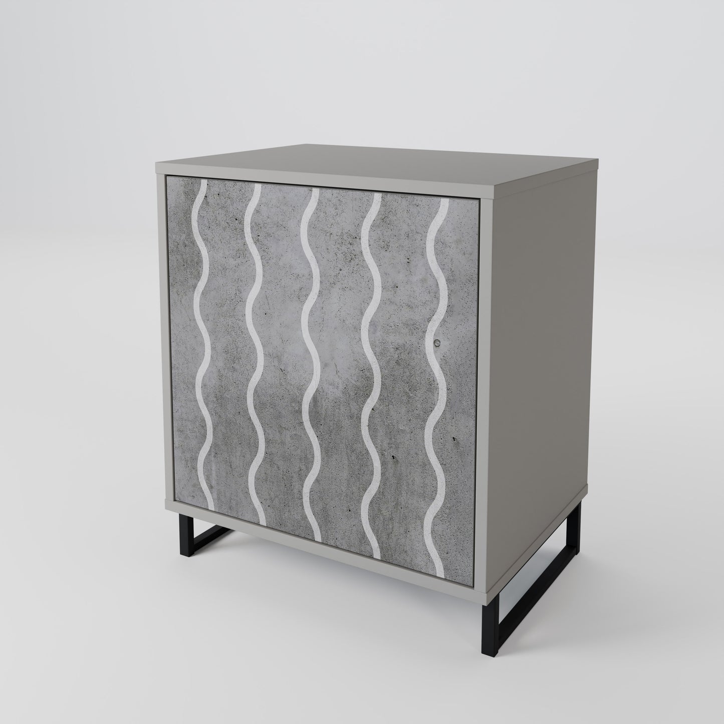 WAVES OF CONCRETE 1-Door Sideboard in Grey Finish