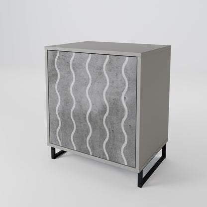 WAVES OF CONCRETE 1-Door Sideboard in Grey Finish